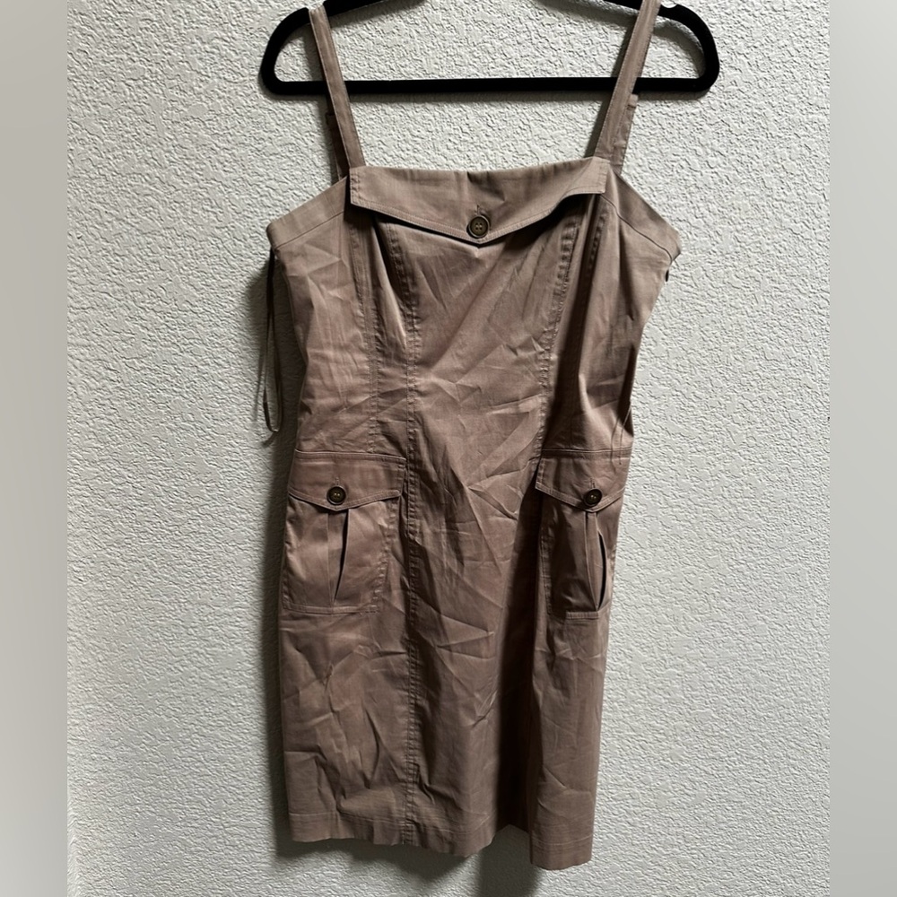 GUC BCBG MAXAZRIA Y2K Tan Cargo Slip Dress